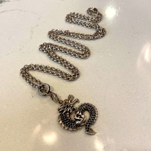 Thomas Sabo Silver Course Chain Necklace Dragon Charm Pendant Signed Marked 925